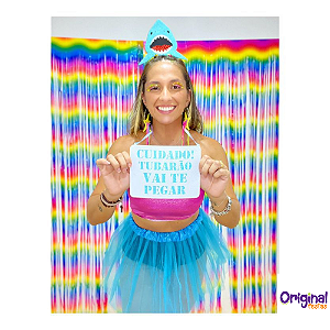 TIARA PLACA CARNAVAL TUBARAO EVA AZ/BC KIT 2 PC UN