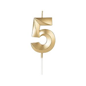 Vela Design Dourada Numero 5