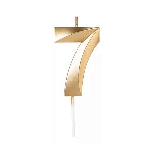 Vela Design Dourada Número 7