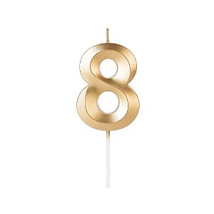 Vela Design Dourada Numero 8