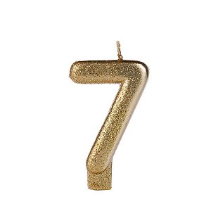 Vela Dourada Glitter Número 7