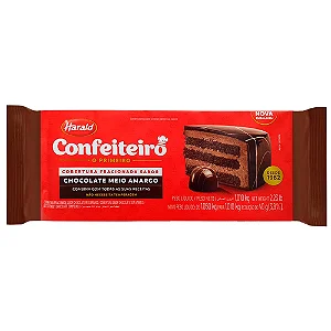 COBERTURA HARALD CONFEITEIRO FRACIONADA SABOR CHOCOLATE MEIO AMARGO 1,010kg