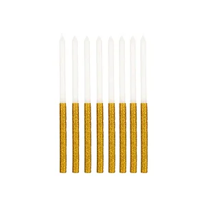 VELA PALITO METADE GLITTER C/6 DOURADO