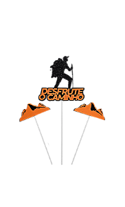 Topo Palito Legendário Desfrute Caminho - EVA Laranja e Preto (3 peças)