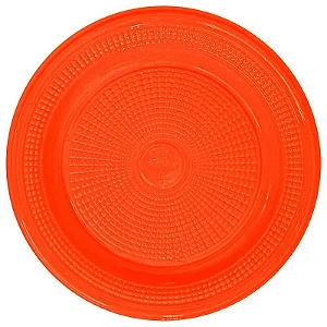 Prato Biodegradável Trik Trik 15cm Laranja Neon - 10 unidades