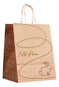 Sacola Kraft Natural – Coelho Dourado – 13,5x8x19cm