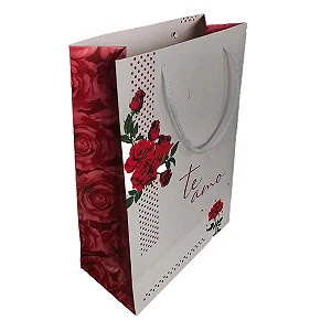 Sacola de Papel – EU TE AMO – Tamanho P (19x8x24cm) – 1 unidade