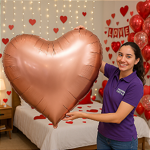 Balão Metalizado Coração 80cm – Gás Hélio + Personalização Opcional