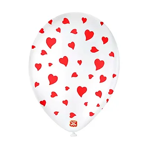 Balão 9” Tema Coração – Branco Polar – São Roque – Pacote com 25 unidades