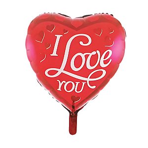Balão Metalizado Coração I Love You -  18” (43x43 cm) Vazio