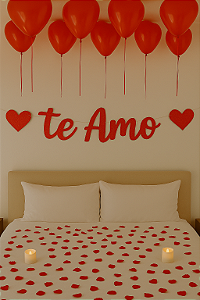 Faixa Decorativa “Te Amo” – Glitter Vermelho – 1 unidade