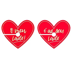 Marcador de Taça Romântica – "Meu lado é ao seu lado" – 6 unidades – Cromus