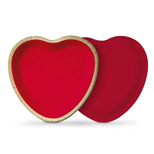 Prato de Papel Coração Romântica – 18cm – 8 unidades – Cromus