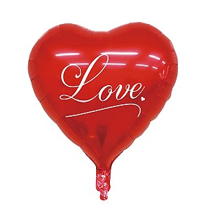 Balão Metalizado Coração “Love” Vermelho – 43x52cm – 1 Unidade