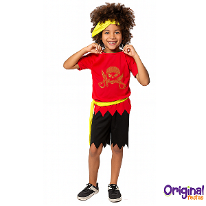 FANTASIA PIRATA AMARELO E VERMELHO INFANTIL