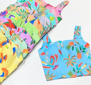 Cropped plus size - tropical