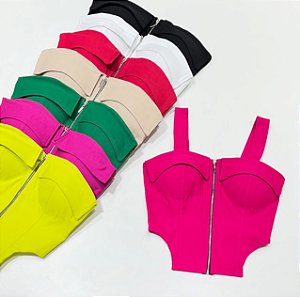 Cropped slim - ziper frontal