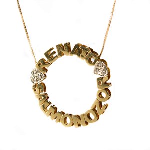 Pingente em ouro amarelo  18k  com diamantes, uma joia  personalizada.