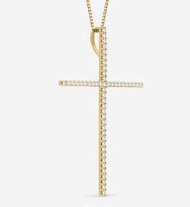 Pingente Cruz de ouro amarelo 18k com diamantes.