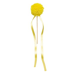 Topo de Bolo Pompom Fitilhos - Amarelo