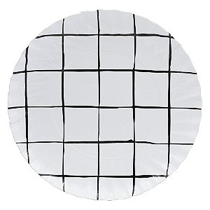 Prato de Papel G 18cm (5 und) - Grid Preto e Branco