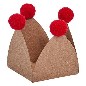 Kraft e Vermelho - Forminha de doce Pompom (20und)