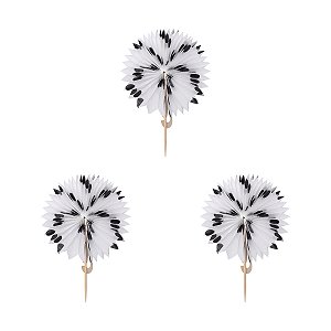 Poa Preto e Branco - Mini Leque Topper