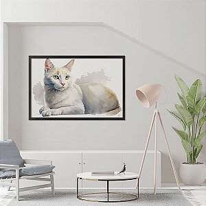 Gato Deitado em Aquarela