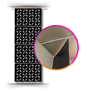 Painel Biombo Estampado Preto - Sistema Pivotante