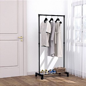 ARARA PARA ROUPAS COM RODIZIOS - PRETO