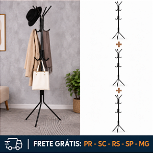 KIT 3 UND - MANCEBO MULTIUSO COM 9 GANCHOS PRETO