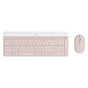 Kit Teclado e Mouse Logitech MK470 Rosa Sem Fio