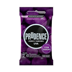Preservativo Lubrificado Cor & Sabor Uva 3uni - Prudence