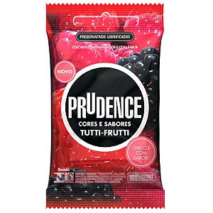 Preservativo Lubrificado Cor & Sabor Tutti-Frutti 3uni - Prudence