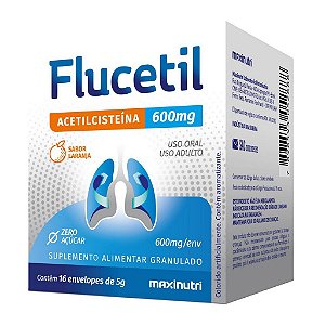 Flucetil Acetilcisteína 600mg  16 envelopes - MaxiNutri