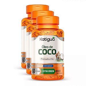 Kit 3uni Oléo de Coco 1000mg 60 cáps  - Katiguá