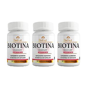Kit 3uni Biotina 400mg 60 Cáps Softgel - Belnut