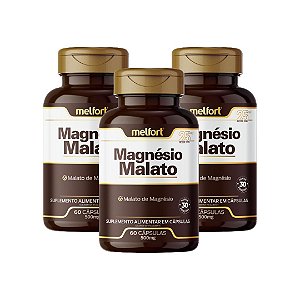 Kit 3uni Magnésio Malato 500mg 60 Cáps - Melfort