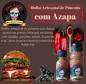 Molho artesanal de pimenta com AZAPA (Azeitonas pretas Chilenas)