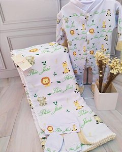 Kit Manta, Macacão, Touca e Luvinha de Gabardine com Microfibra