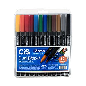 Kit Brush Pen Dual Brush Cis aquarelavel 12 cores