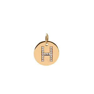 Pingente Medalha Inicial de Diamantes em Ouro 18k