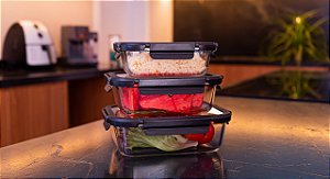 Meu Pote Kit Assadeiras de Vidro UrbanGlass 3 Peças 630ml/1L/1,5L