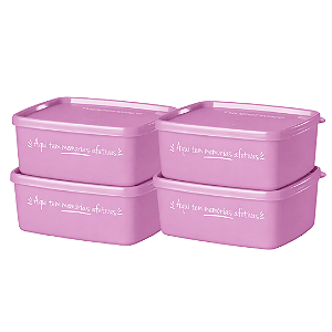 Tupperware Jeitosinho 400ml Aqui tem memórias afetivas - Kit com 4