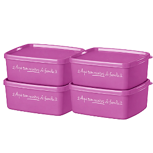 Tupperware Jeitosinho 400ml Aqui tem receitas de família - Kit com 4