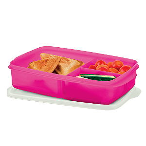 Tupperware Basic Line com Divisória 1L Rosa Fluo