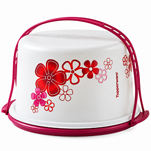 Tupperware Big Cake Redonda Flores Vermelhas