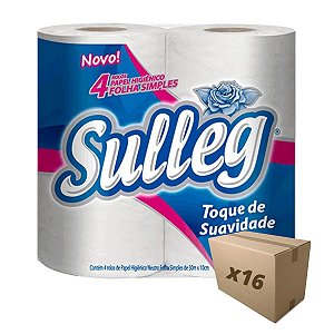 Caixa 16 Pacotes Papel Higiênico Sulleg Folha Simples 30m c/ 4