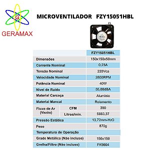 MICROVENTILADOR FZY 15051 HBL - 220VCA - JNG