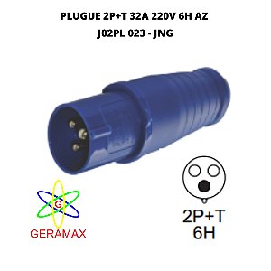 PLUGUE 2P+T 32A 220V 6H AZ J02PL 023 - JNG